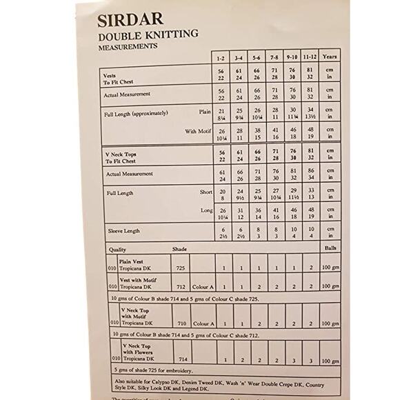 New Sirdar 4159 Tropicana Child Tank Top Sweater Double Knitting Pattern - Picture 3 of 3